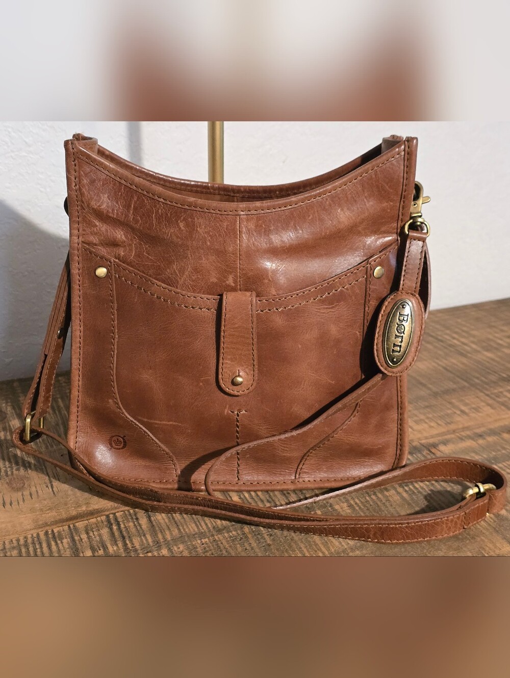 Born Brown Leather Crossbody Bag